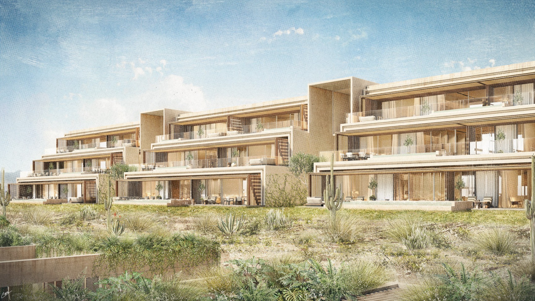 Park Hyatt Los Cabos at Cabo Del Sol resort architecture and oceanfront pools along La Ruta Escenica