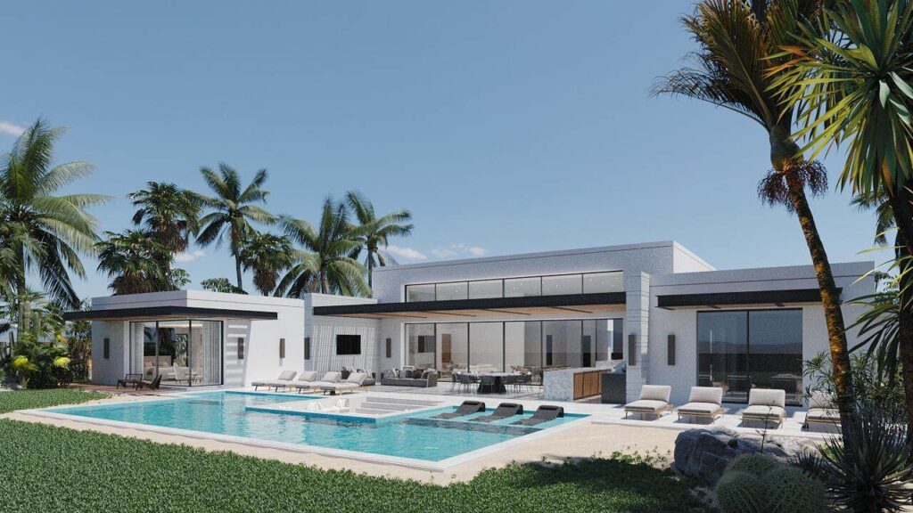 Luxury estate home with pool and desert landscaping representative of Querencia Los Cabos real estate