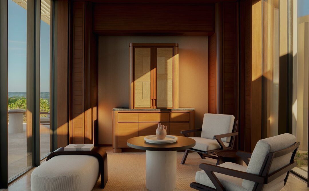 Costa Palmas resort interior with neutral palette and indoor outdoor flow at Amanvari Baja