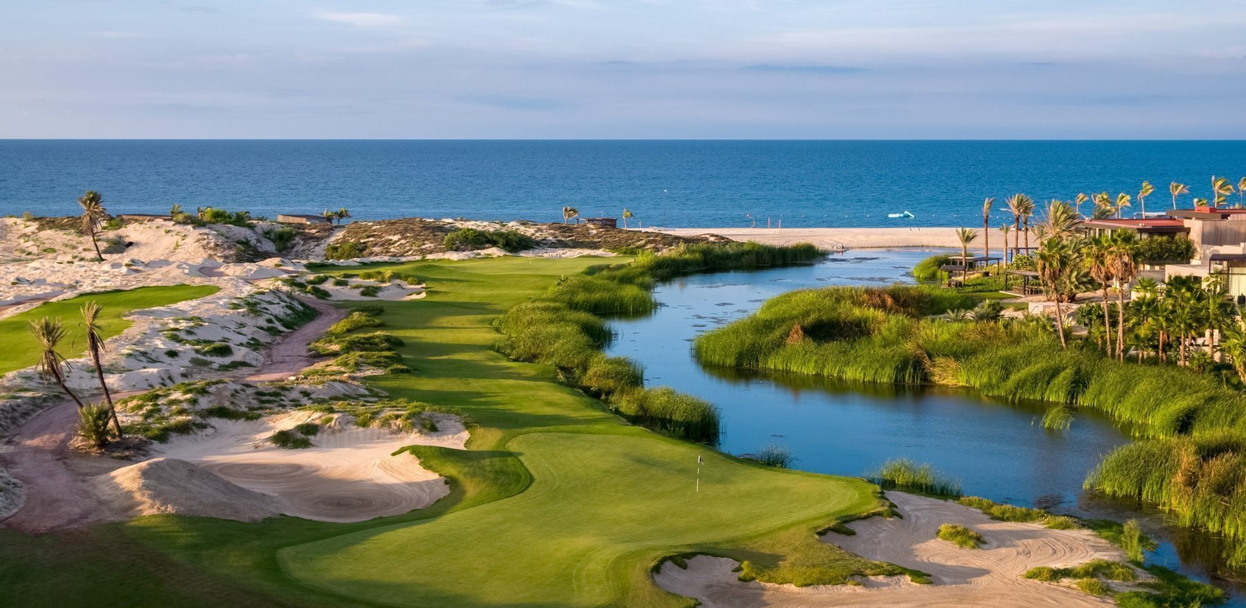 Costa Palmas master community aerial showing marina golf and beachfront on East Cape Baja