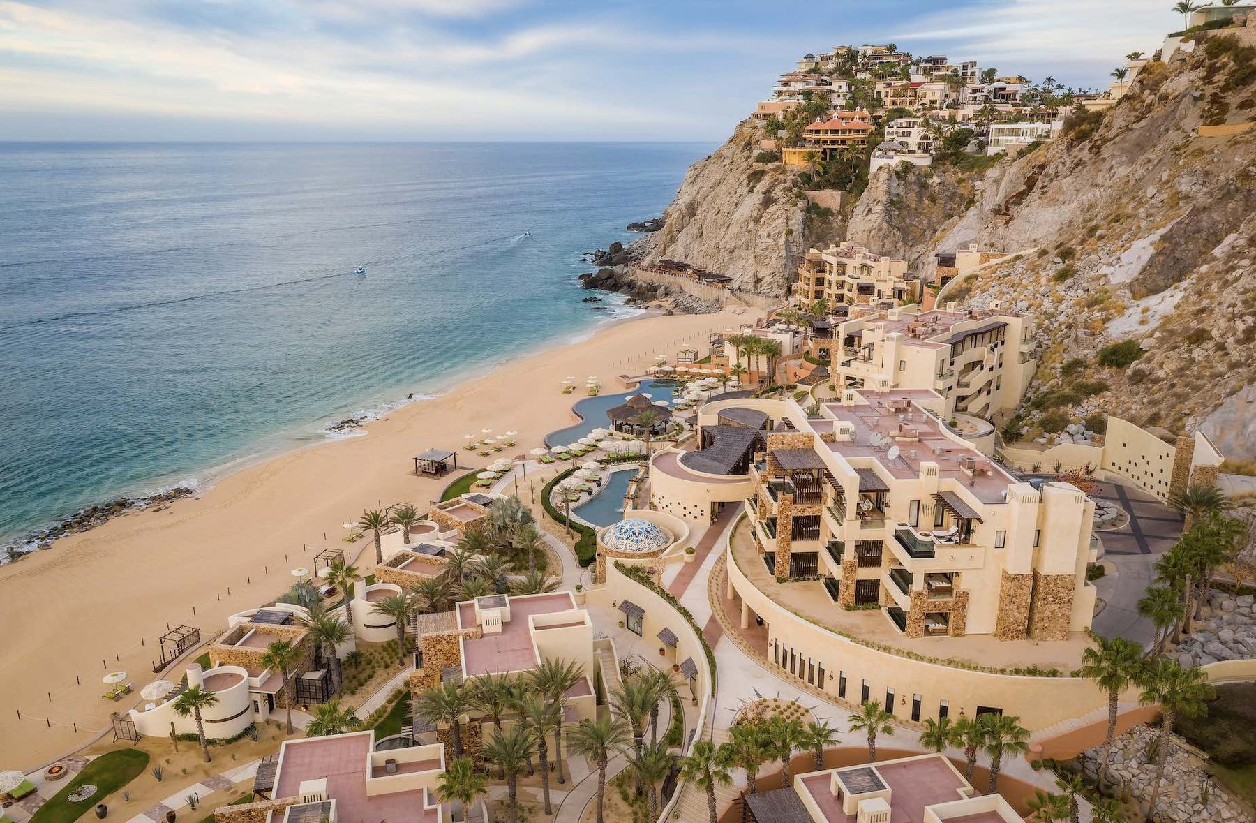 Aerial view of Pedregal de Cabo San Lucas luxury gated community with ocean views