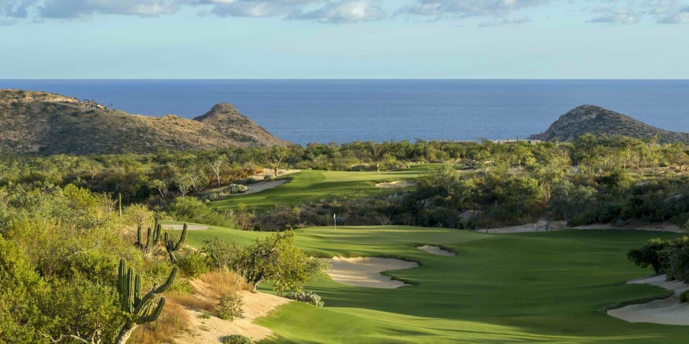 Aerial view of Twin Dolphin master community 1400 acres above Santa Maria Bay Los Cabos