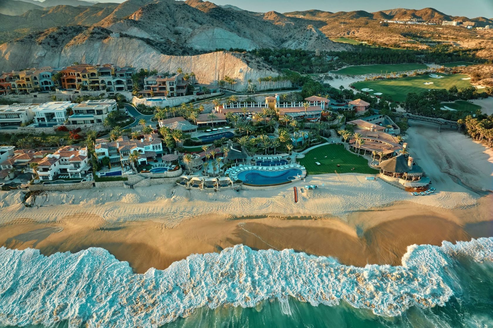 Aerial view of the Los Cabos Tourist Corridor coastline near El Dorado