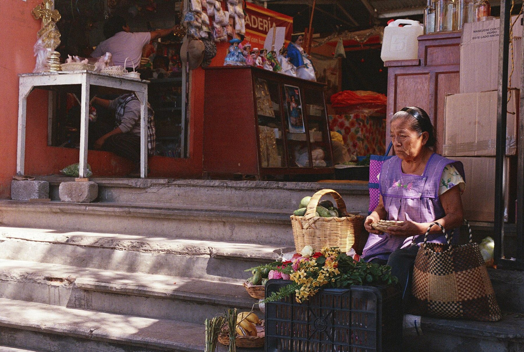 Produce stall at a Mexican farmers market