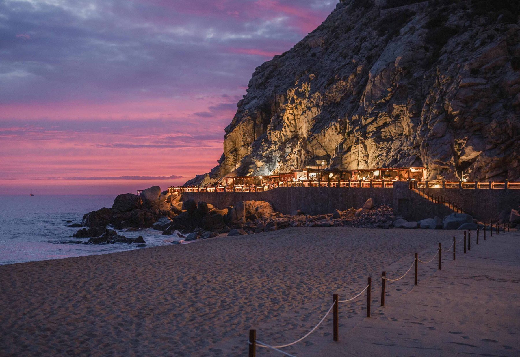 Pedregal de Cabo San Lucas luxury cliffside community at sunset over the Pacific