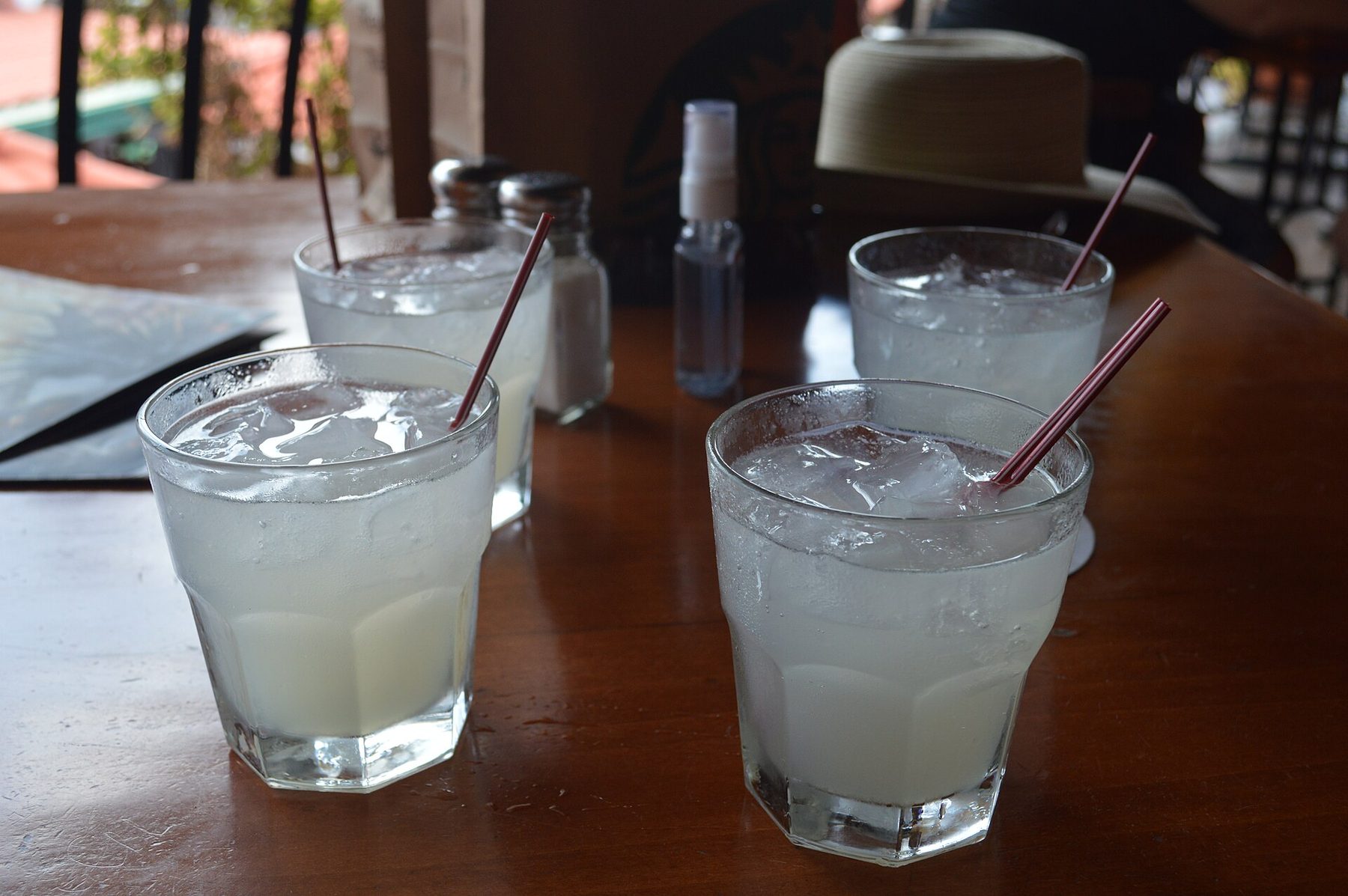 Margaritas on a table inside Cabo Wabo Cantina, Cabo San Lucas