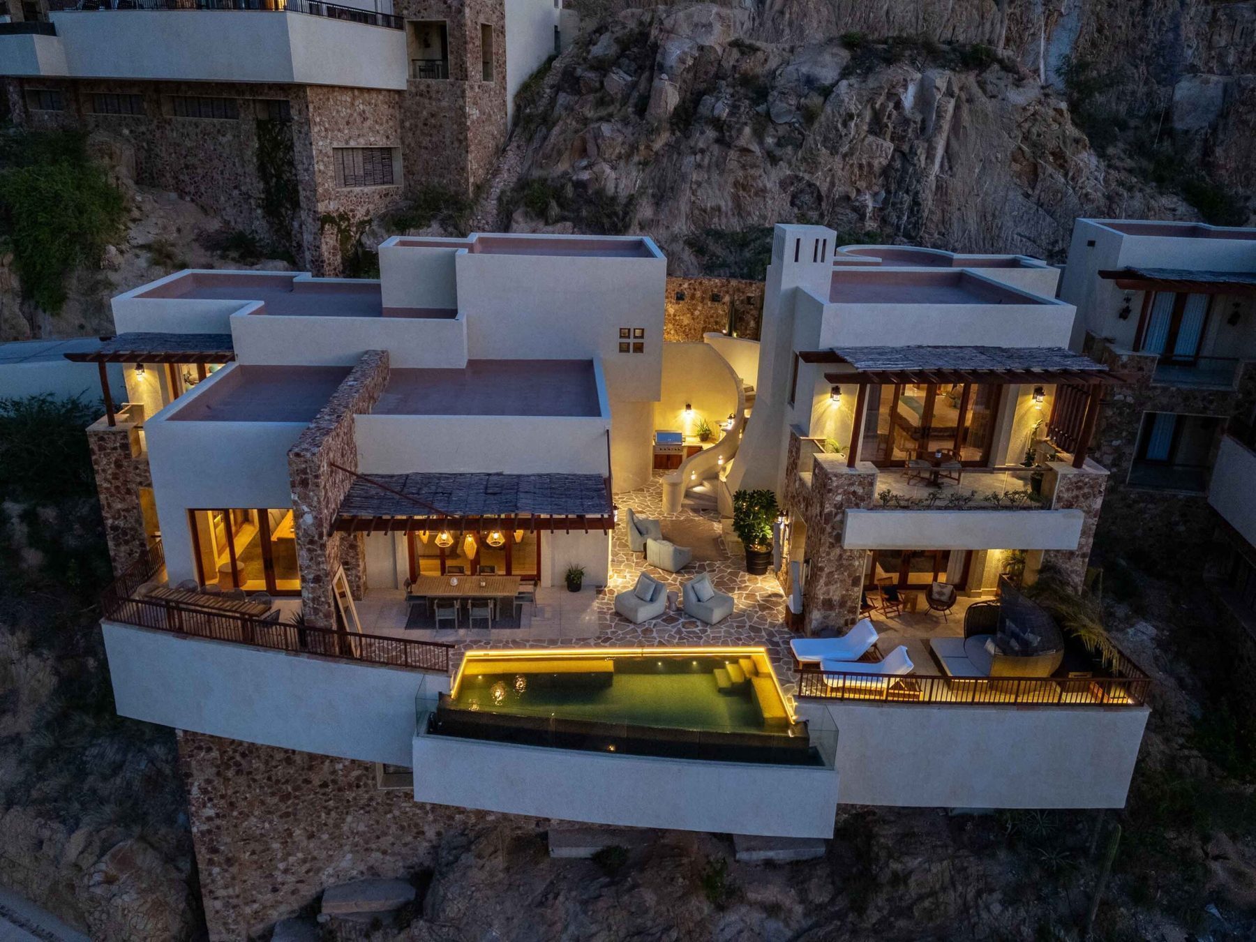 Aerial view of Pedregal de Cabo San Lucas showing luxury cliffside estates