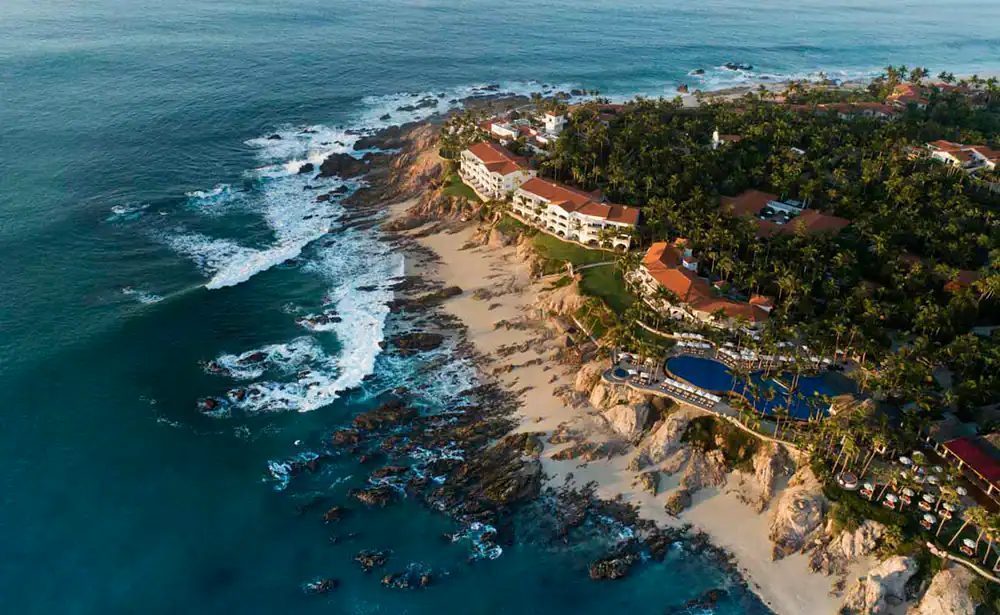 Aerial view of Palmilla resort community on the Sea of Cortez with One and Only resort and beachfront estates