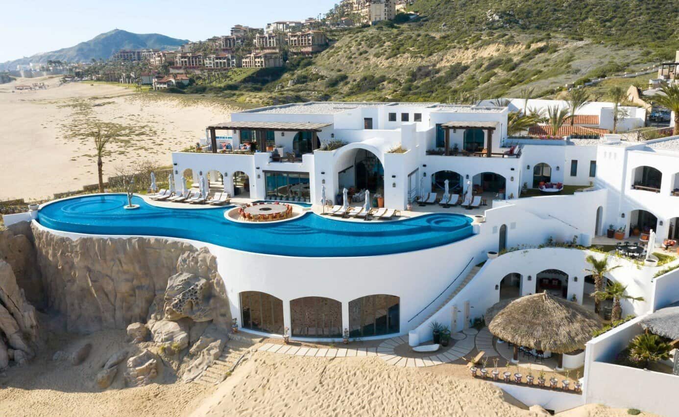 Luxury cliffside estate in Pedregal Cabo San Lucas with infinity pool overlooking the Pacific Ocean