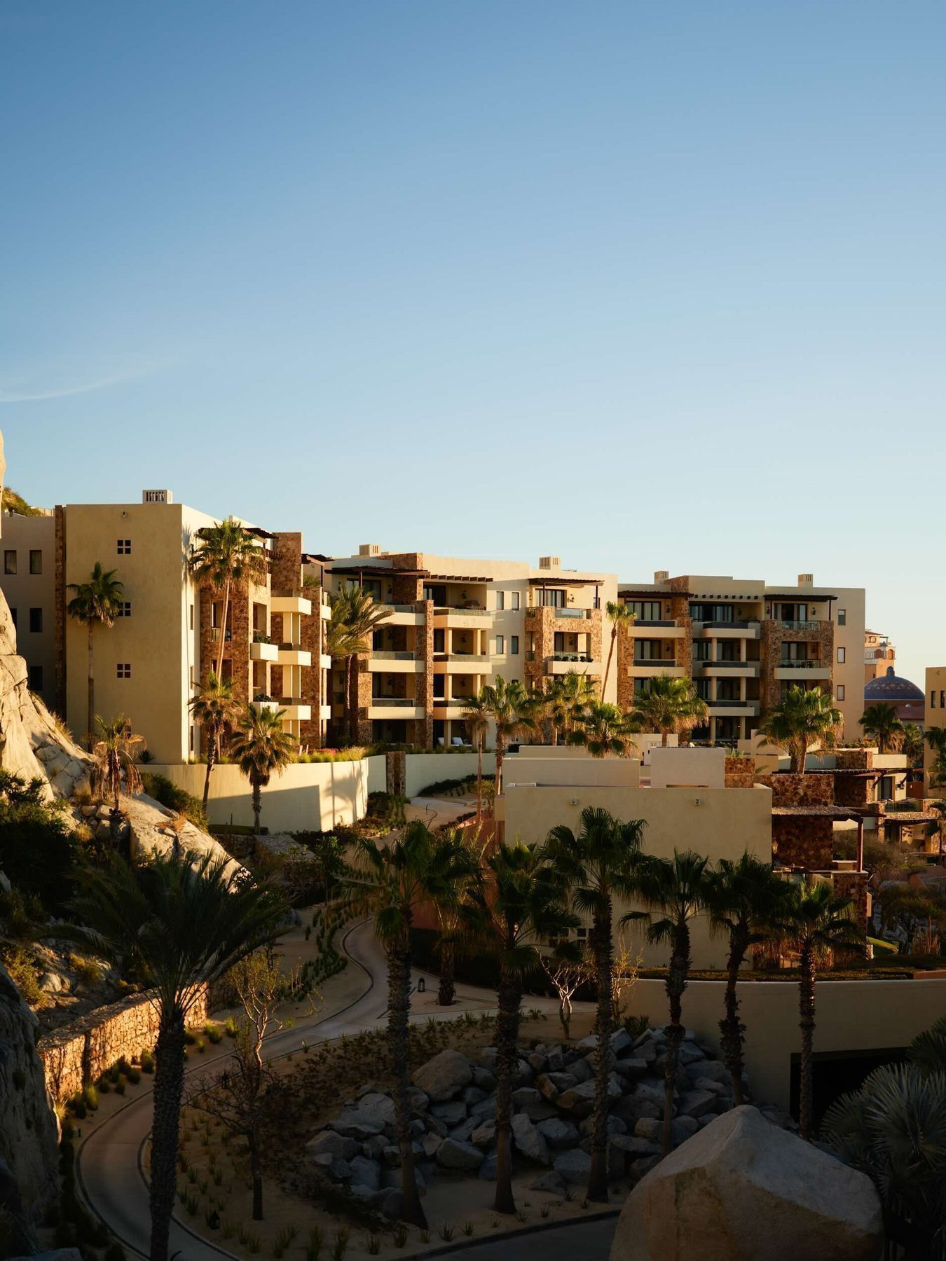 Aerial view of Pedregal de Cabo San Lucas luxury hillside community overlooking the Pacific Ocean