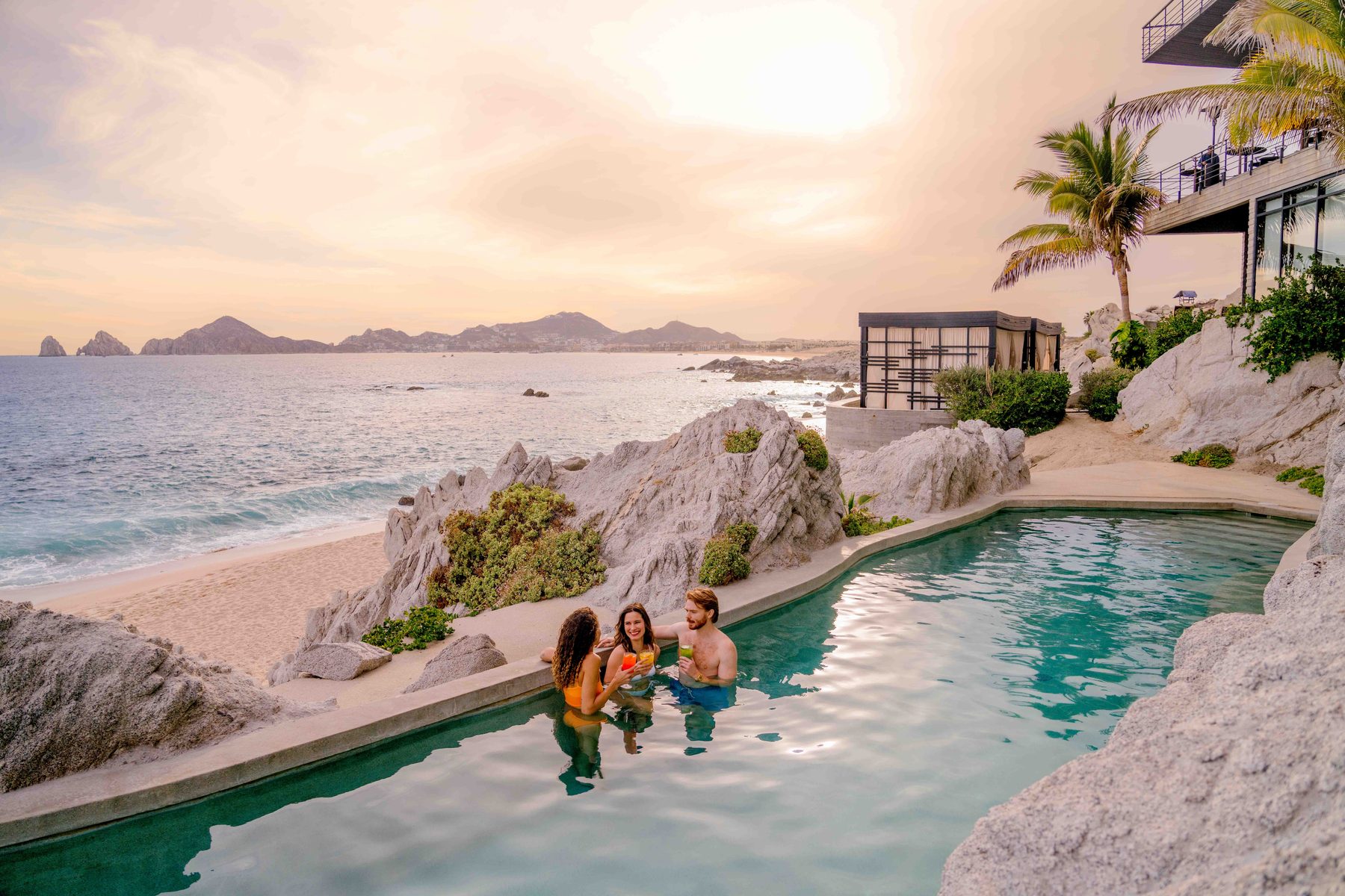 Infinity pool overlooking the ocean in a Los Cabos wellness community